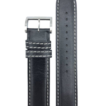 Watch Band for Seiko SSC009 Solar Flightmaster Black Leather V172 - 0AC0 20mm - Watch Plaza