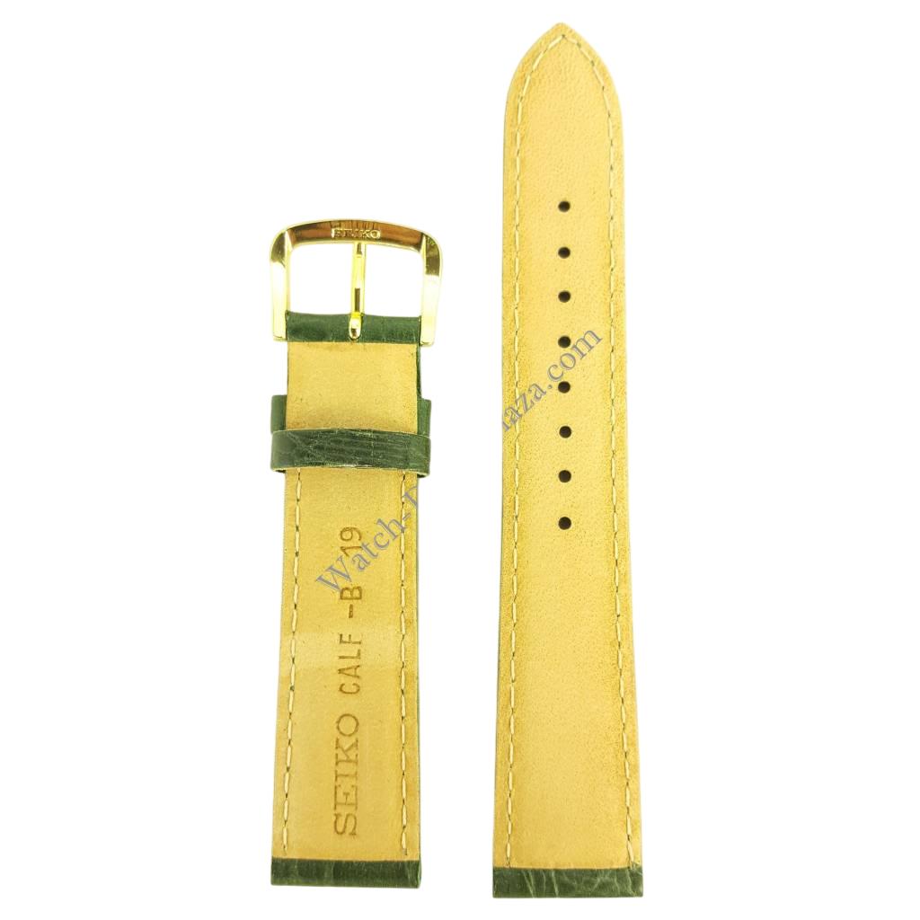 Watch Band Seiko 7T32 - 6B40 Green Leather Strap 19mm SDW746 - 4ER7KB - Watch Plaza