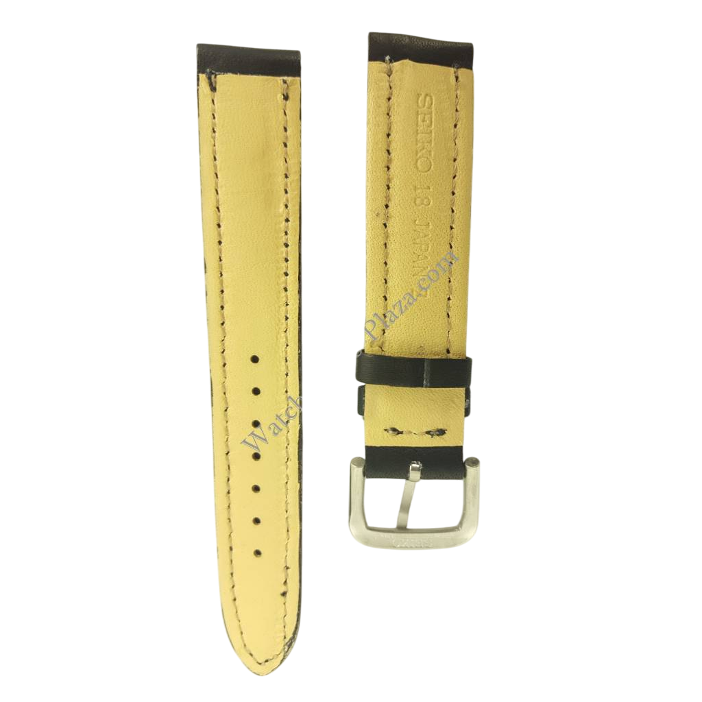 Watch Band Seiko 8M25 - 7030 Magic Hands Sport 18mm black leather strap - Watch Plaza