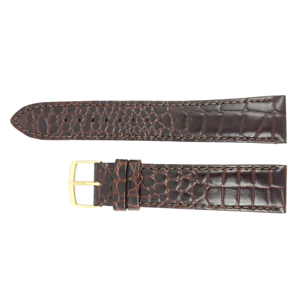 Watch band Seiko SMY110 Brown leather strap 4A0V1 B 20mm gold clasp 5M63 - 0AF0 - Watch Plaza