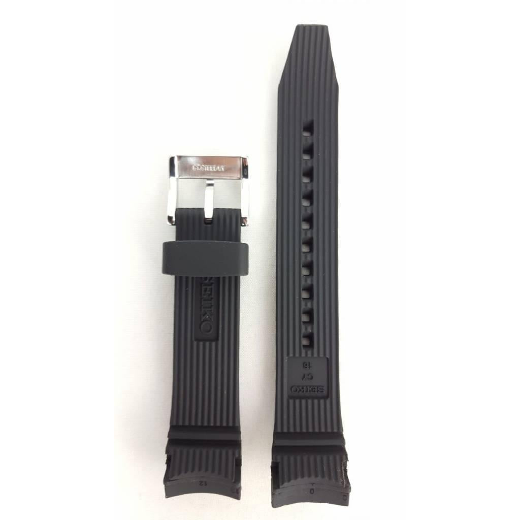 Watch Band Seiko SNDX55P1 Black Sillicon Strap 7T92 - 0PJ0 18mm Genuine - Watch Plaza
