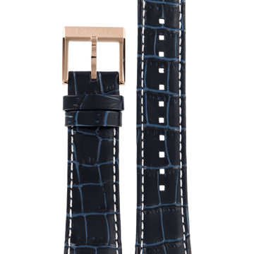 Watch Band Seiko Sportura SNP064 blue leather strap 7D48 - 0AK0 gold buckle 21mm L01M - Watch Plaza