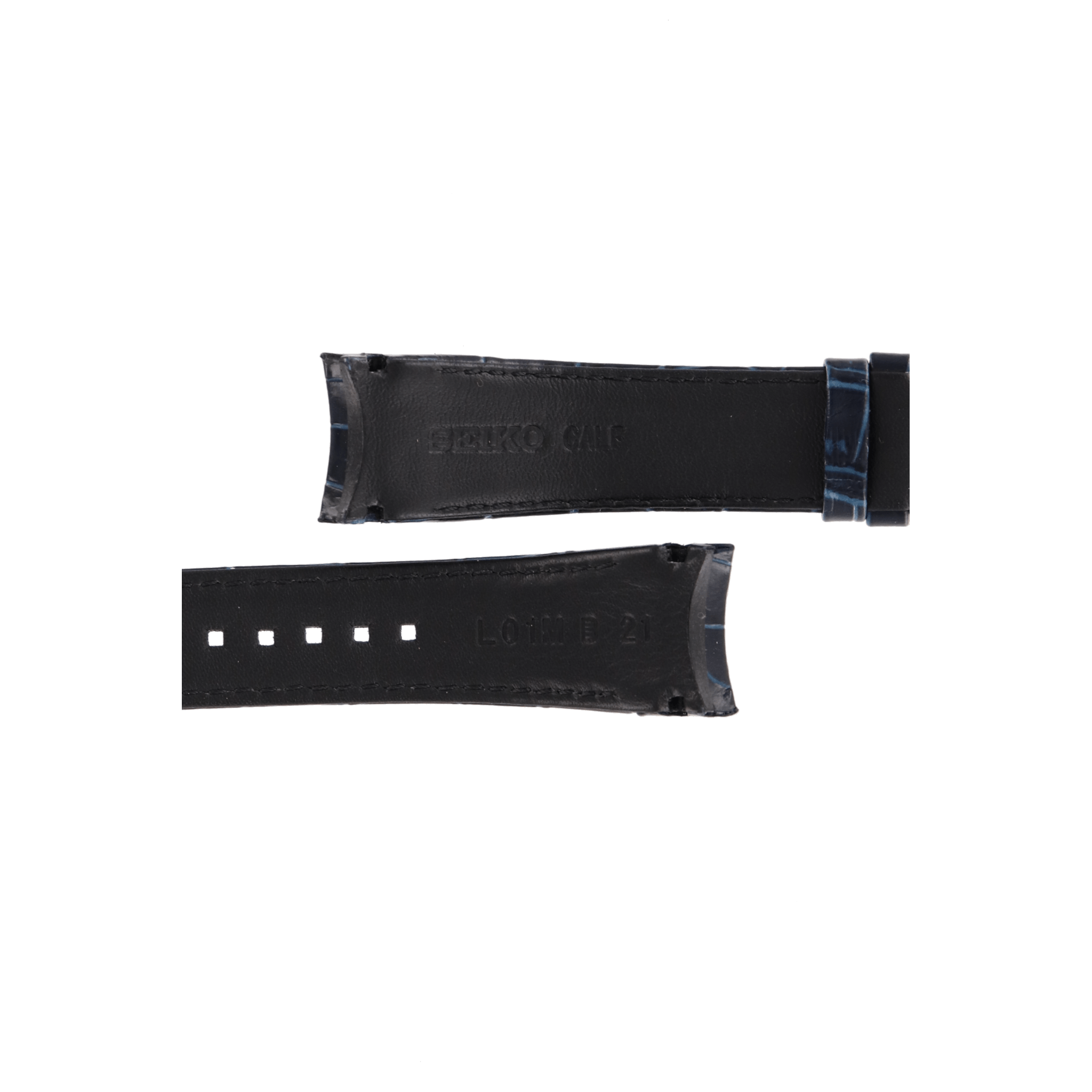 Watch Band Seiko Sportura SNP064 blue leather strap 7D48 - 0AK0 gold buckle 21mm L01M - Watch Plaza