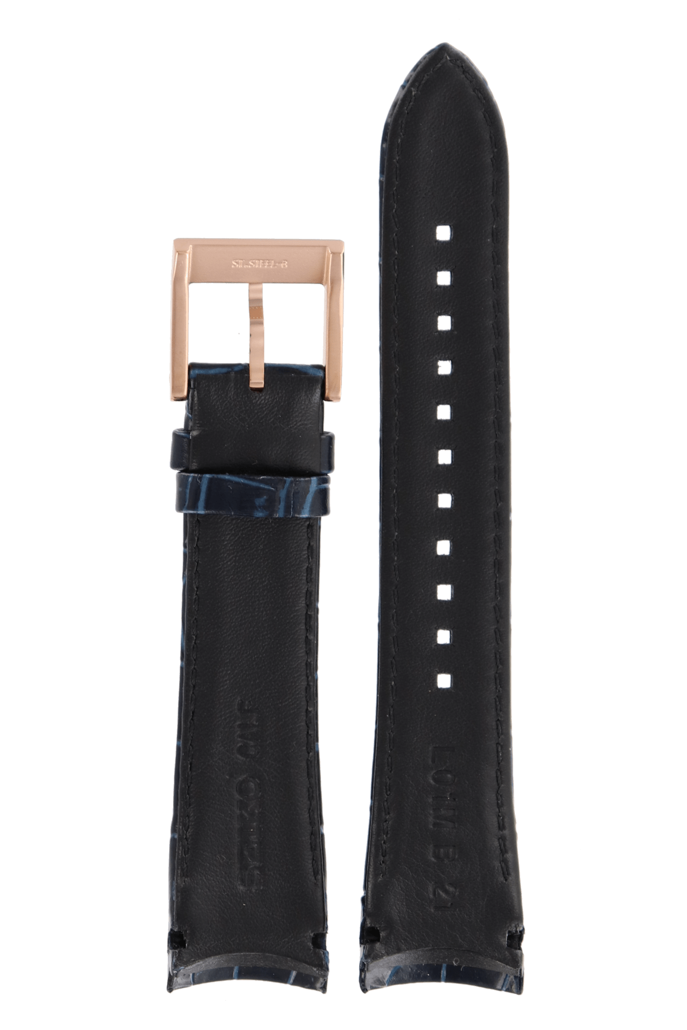 Watch Band Seiko Sportura SNP064 blue leather strap 7D48 - 0AK0 gold buckle 21mm L01M - Watch Plaza