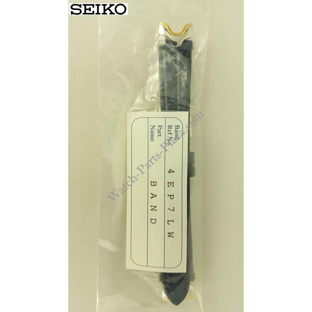 Watch Band Seiko SQ50 7N89 - F150 Dark Blue Leather Strap 14 mm Swim Safe SXC326F1 - Watch Plaza