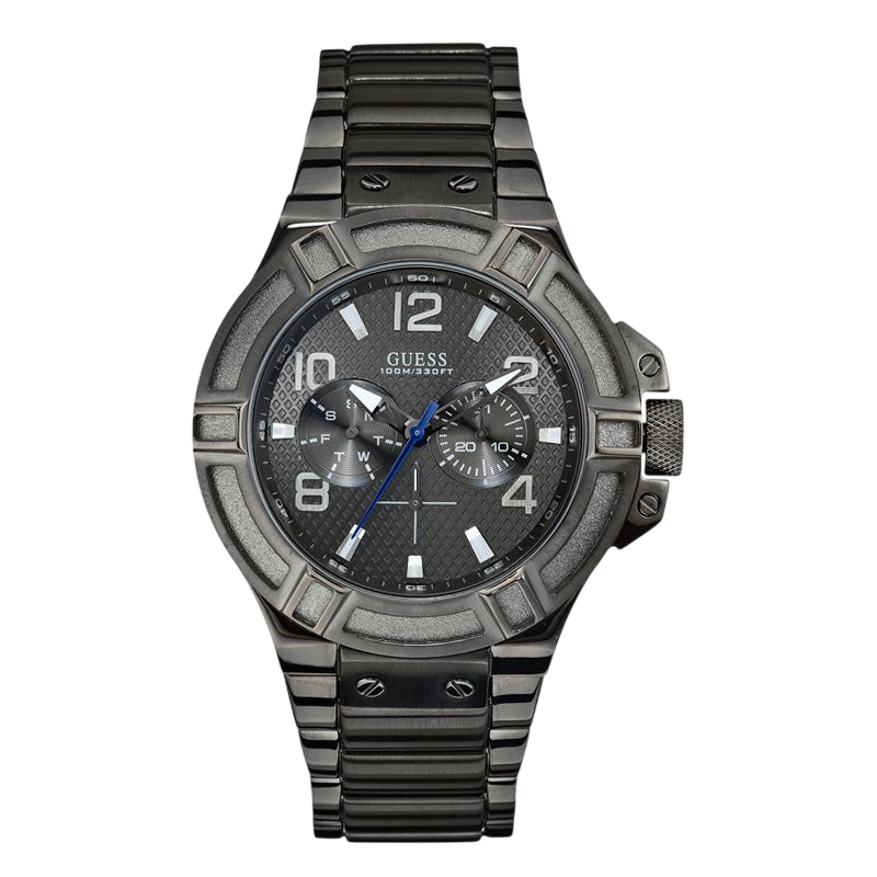 Watch Guess W0218G1 Rigor analogue steel men's watch dark gray 45mm Gunmetal Gray - Watch Plaza