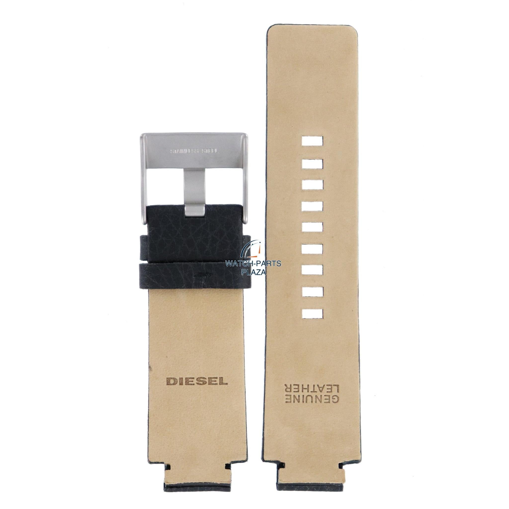 Watch Strap Diesel DZ1089 & DZ1091 & DZ1186 Cliffhanger black leather band 18mm - Watch Plaza