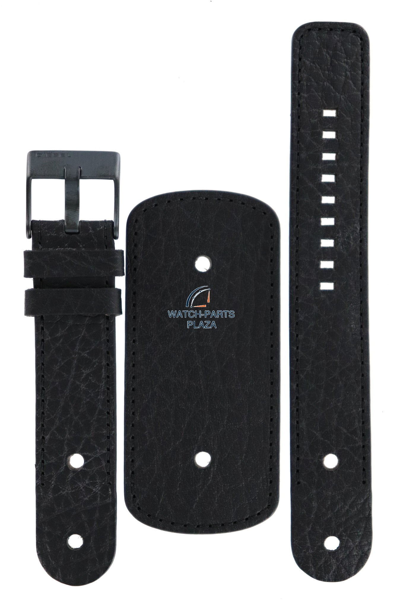 Watch Strap Diesel DZ2053 black genuine leather band 22mm original - Watch Plaza