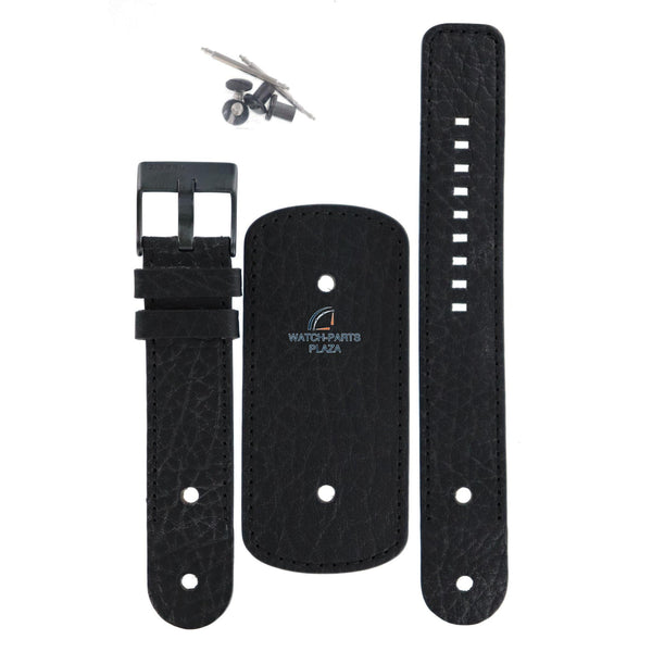 Watch Strap Diesel DZ2053 black genuine leather band 22mm original - Watch Plaza