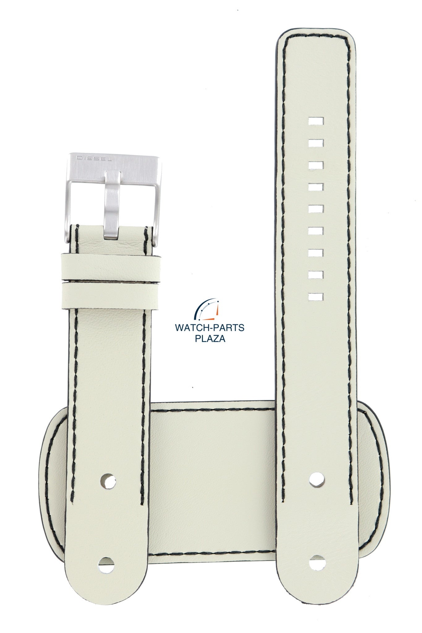 Watch Strap Diesel DZ2054 white cuff genuine leather band 22mm original - Watch Plaza