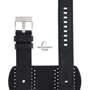 Watch Strap Diesel DZ2055 black genuine cuff leather band 20mm - Watch Plaza