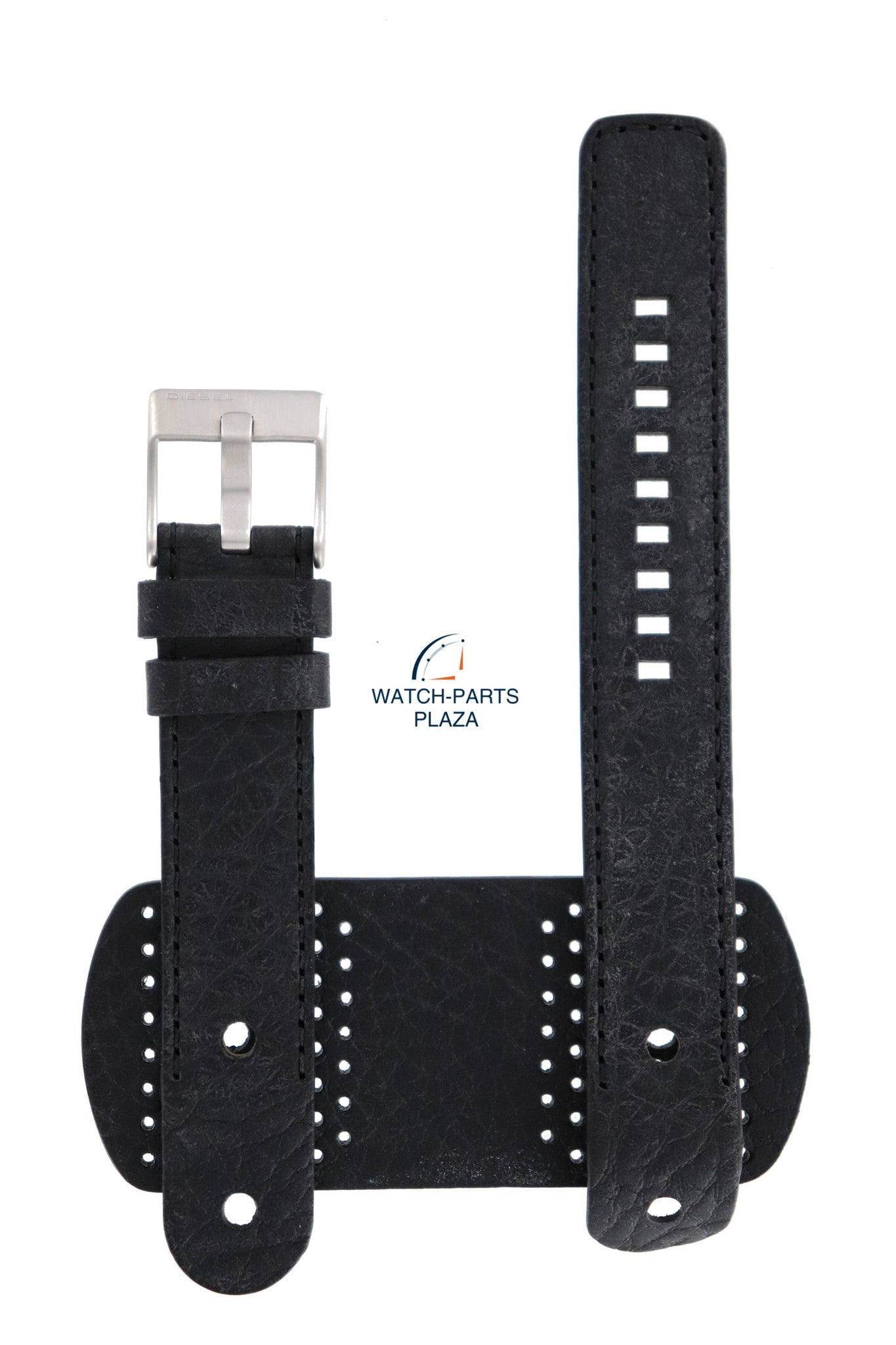 Watch Strap Diesel DZ2055 black genuine cuff leather band 20mm - Watch Plaza