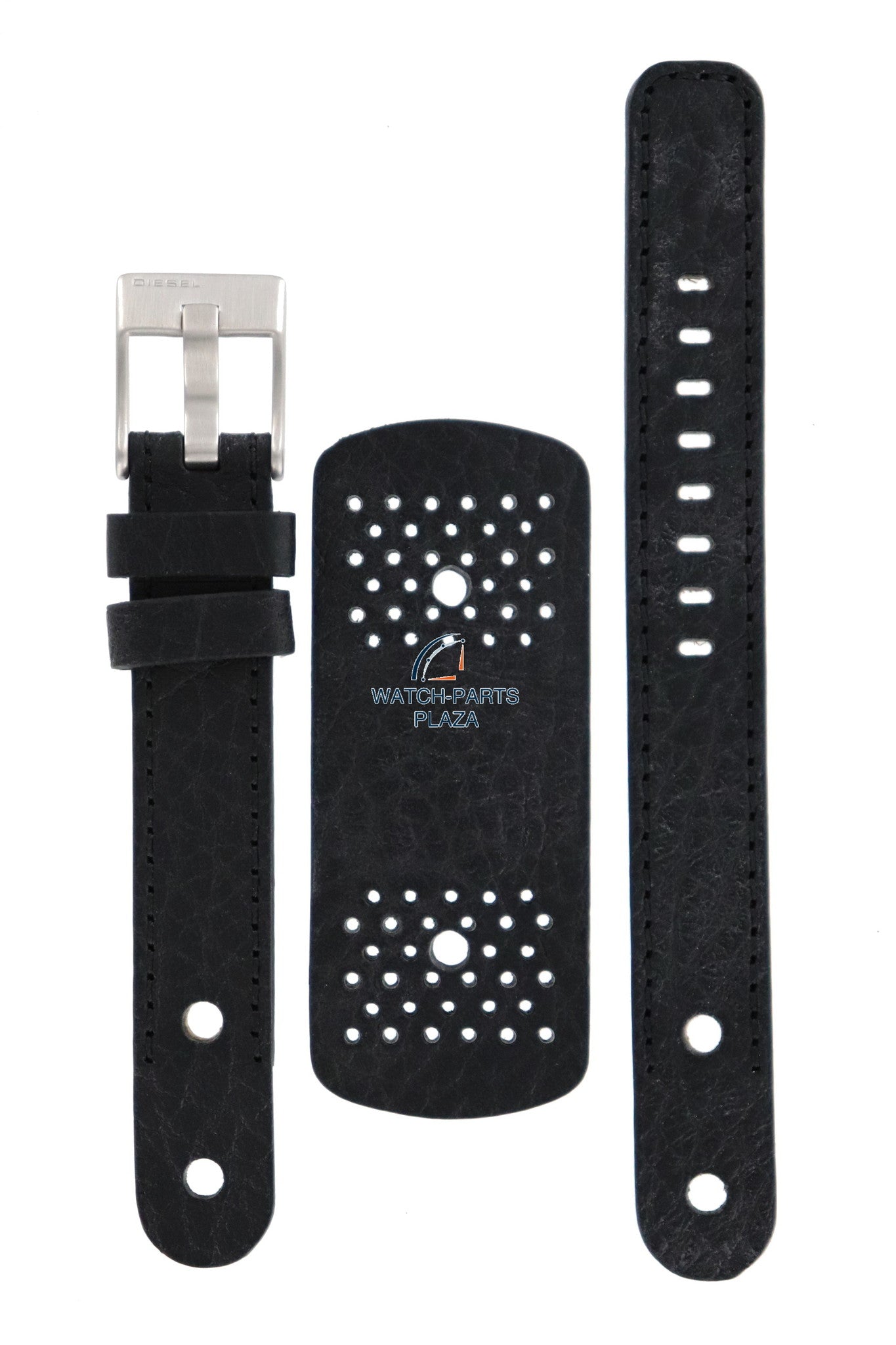 Watch Strap Diesel DZ2056 black cuff leather band 16mm genuine - Watch Plaza