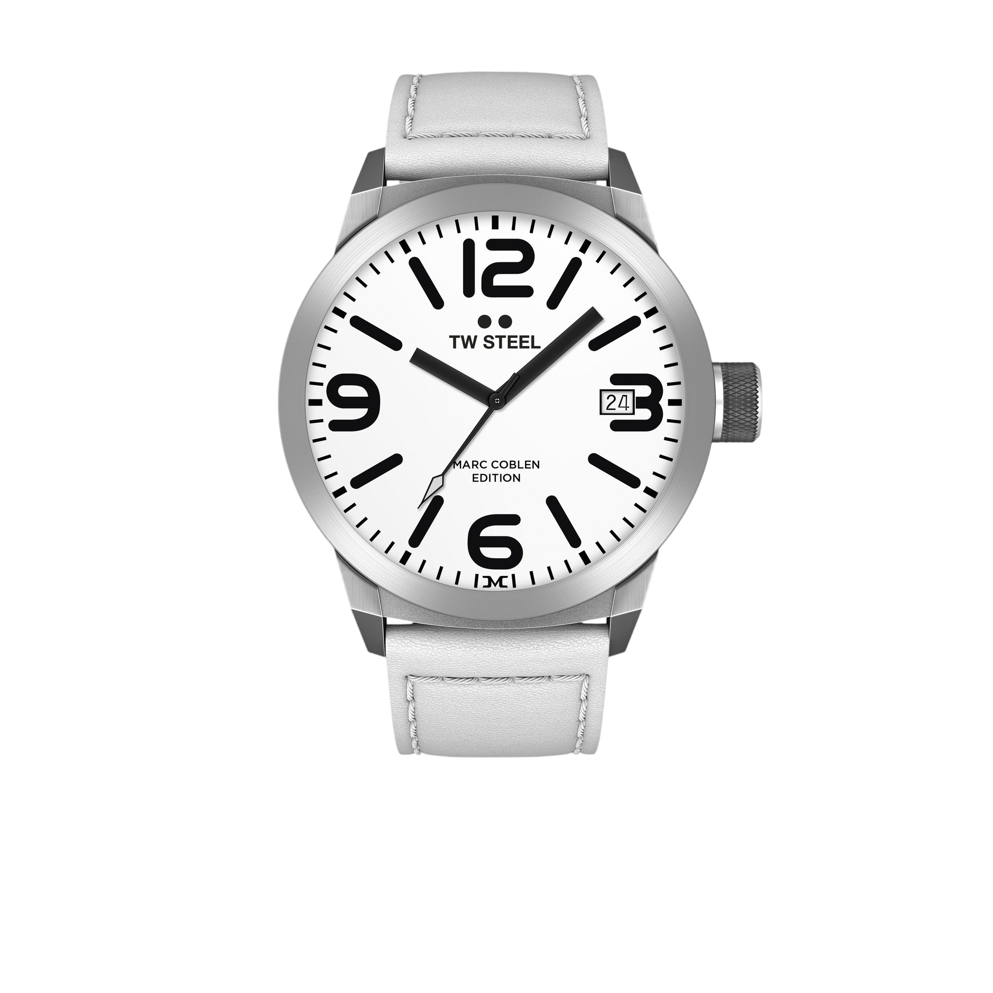 Watch TW - Steel Marc Coblen Edition TWMC43 white leather strap 50mm - Watch Plaza