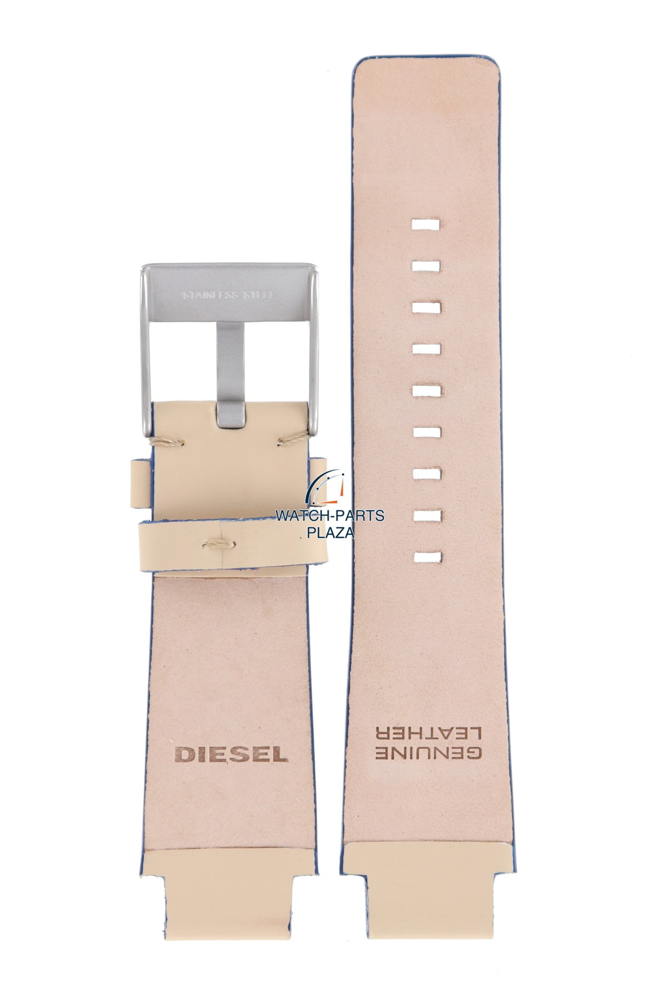 WatchBand Diesel DZ1048 cream leather strap 18mm original beige - Watch Plaza
