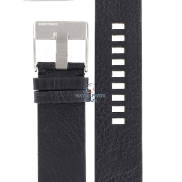 Watchband Diesel DZ1076 / DZ1085 black leather strap 24mm original - Watch Plaza