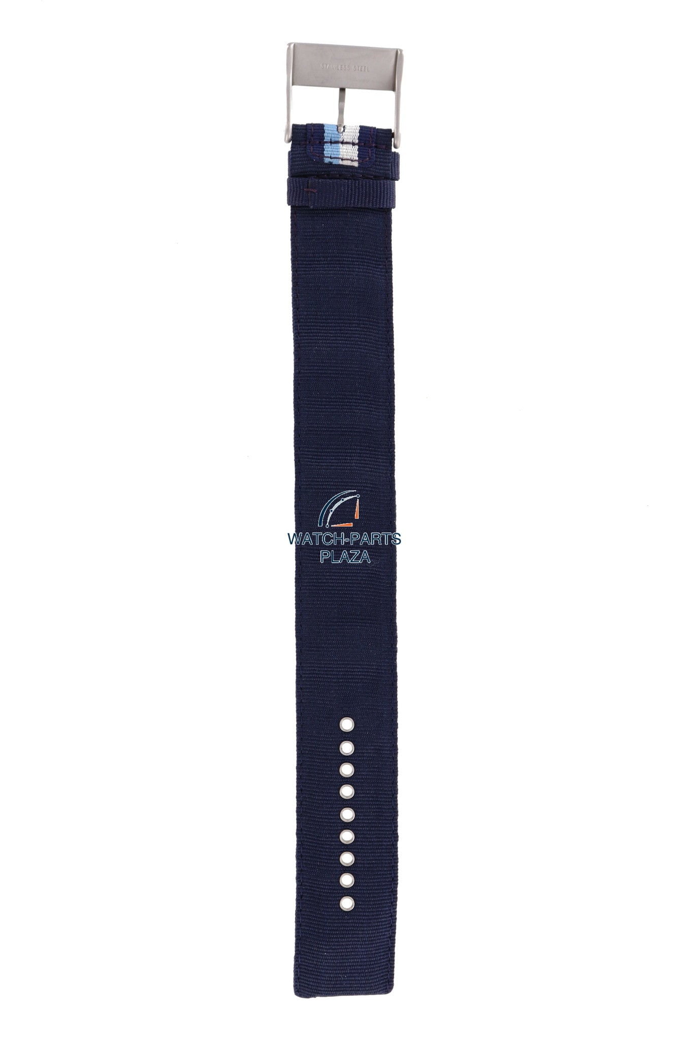 Watchband Diesel DZ2041 original blue canvas & leather strap 27mm DZ - 2041 - Watch Plaza