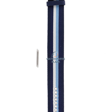 Watchband Diesel DZ2041 original blue canvas & leather strap 27mm DZ - 2041 - Watch Plaza