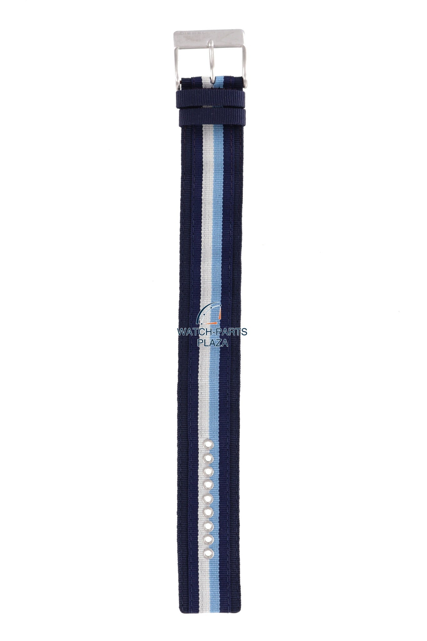 Watchband Diesel DZ2041 original blue canvas & leather strap 27mm DZ - 2041 - Watch Plaza