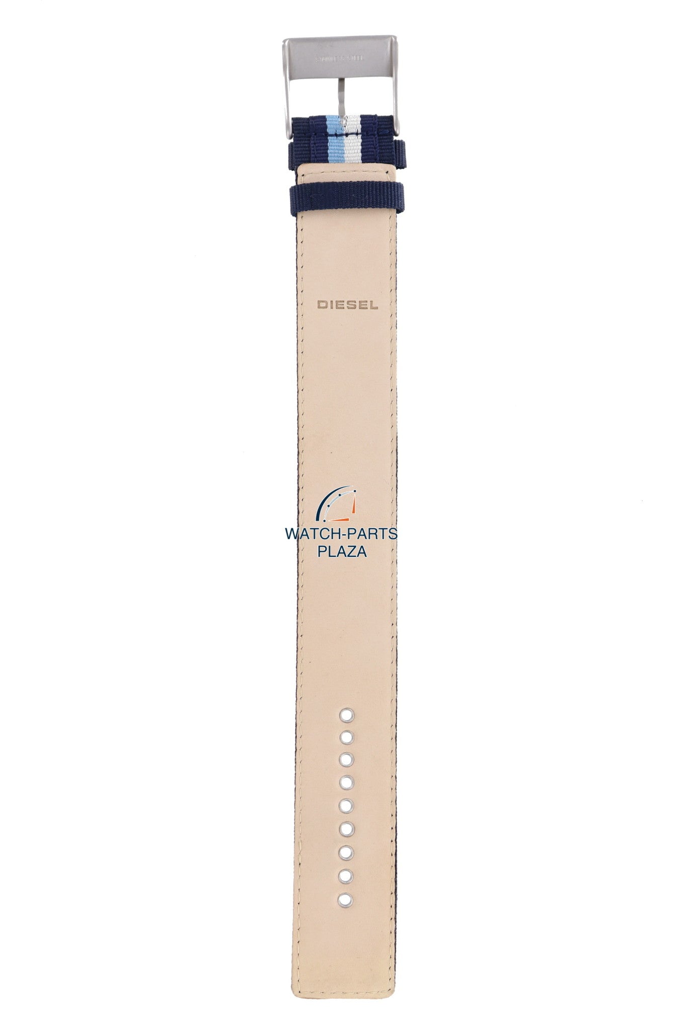 Watchband Diesel DZ2041 original blue canvas & leather strap 27mm DZ - 2041 - Watch Plaza