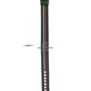 Watchband Diesel DZ2082 original green & blue canvas / leather strap 14mm DZ - 2082 - Watch Plaza