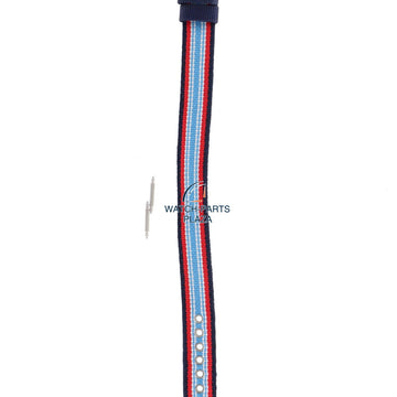 Watchband Diesel DZ2084 original blue & red canvas / leather strap 14mm DZ - 2084 - nylon - Watch Plaza