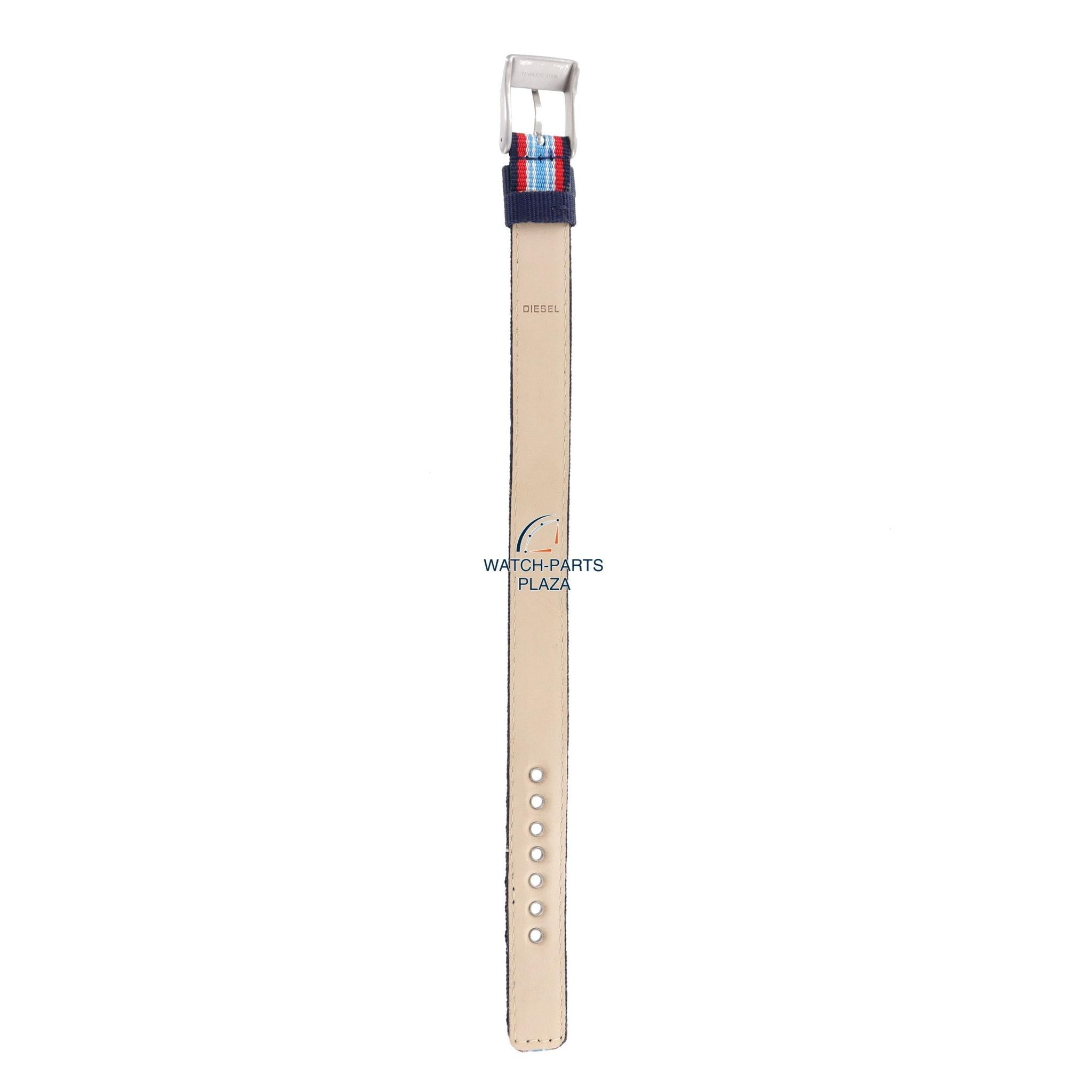 Watchband Diesel DZ2084 original blue & red canvas / leather strap 14mm DZ - 2084 - nylon - Watch Plaza