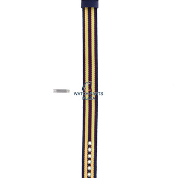 Watchband Diesel DZ2085 original yellow & dark blue canvas / leather strap 14mm DZ - 2085 - Watch Plaza