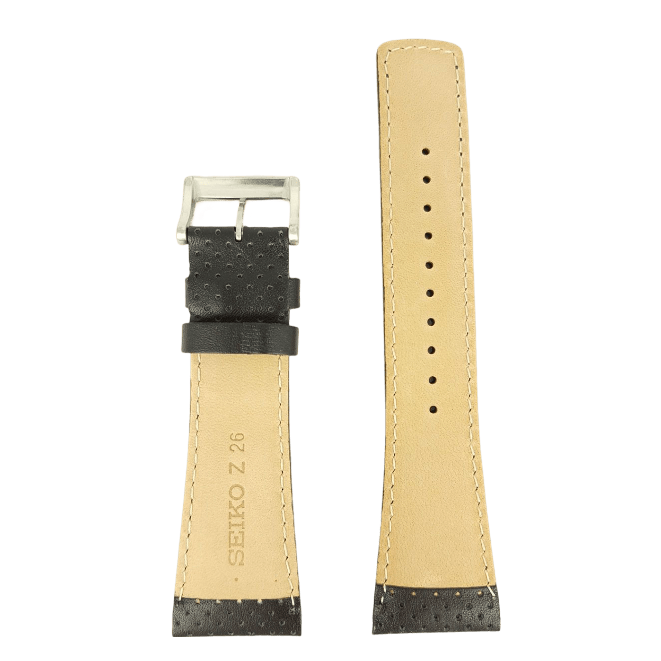 Watchband Seiko SNA773, SGEC91 Black leather strap Z 26 mm 7T62 0GL0, 7N42 - 0DD0 - Watch Plaza