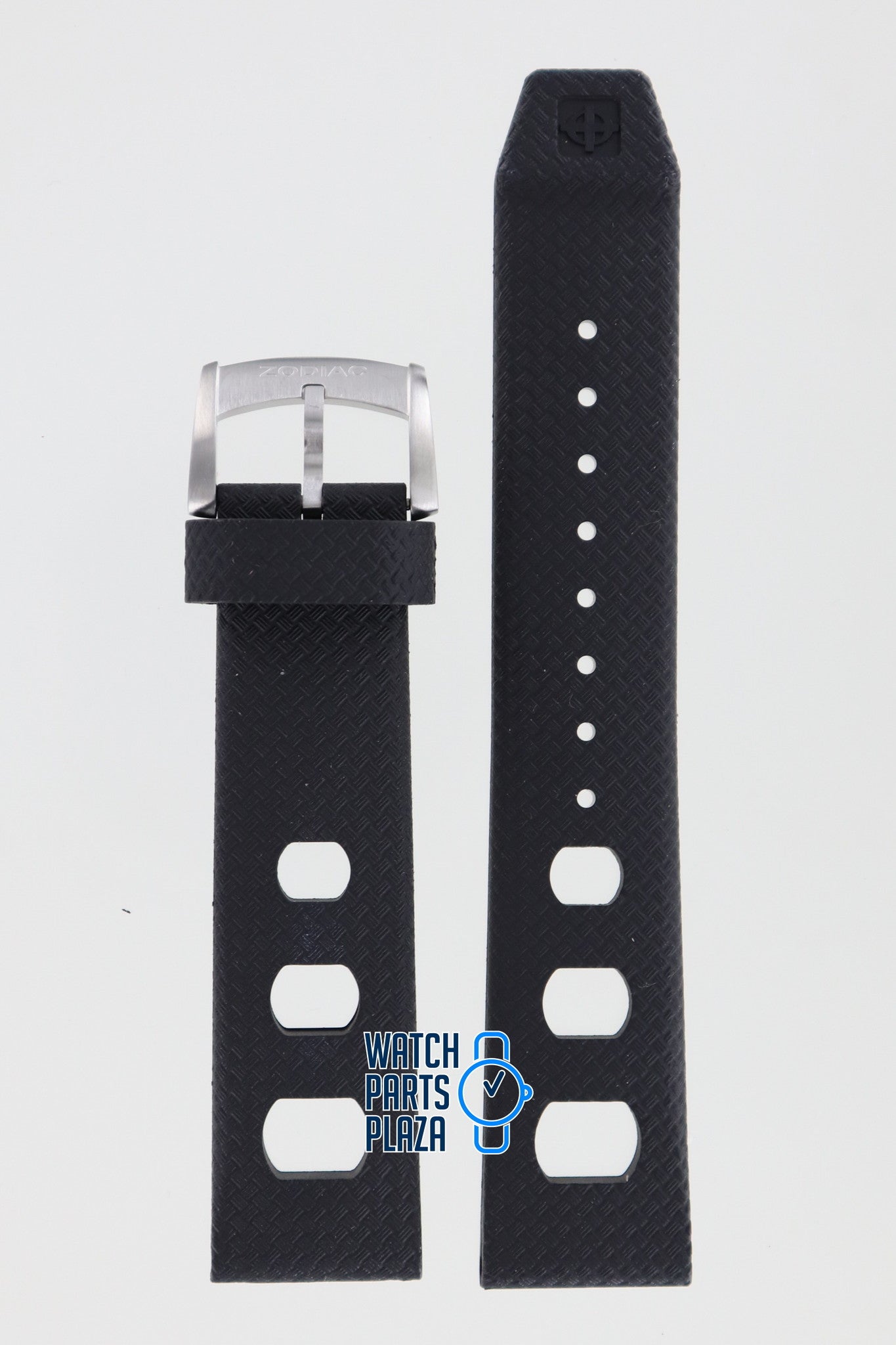 Zodiac ZO2200 Watch Band ZO - 2200 Black Silicone 20 mm Sea Dragon - Watch Plaza