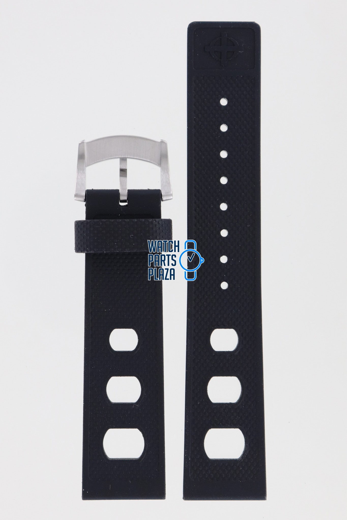 Zodiac ZO2203 Watch Band ZO - 2203 Black Silicone 20 mm Sea Dragon - Watch Plaza