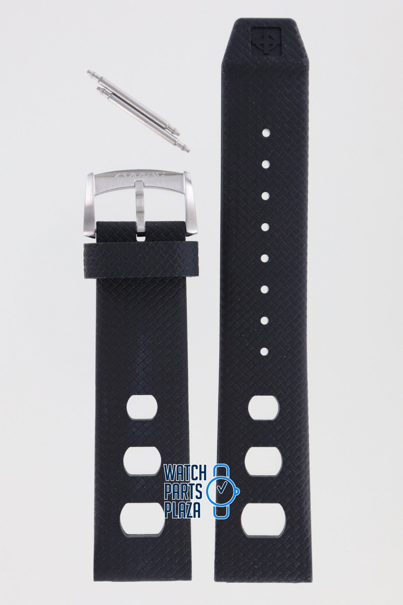 Zodiac ZO2221 Watch Band ZO - 2221 Black Silicone 22 mm Sea Dragon - Watch Plaza