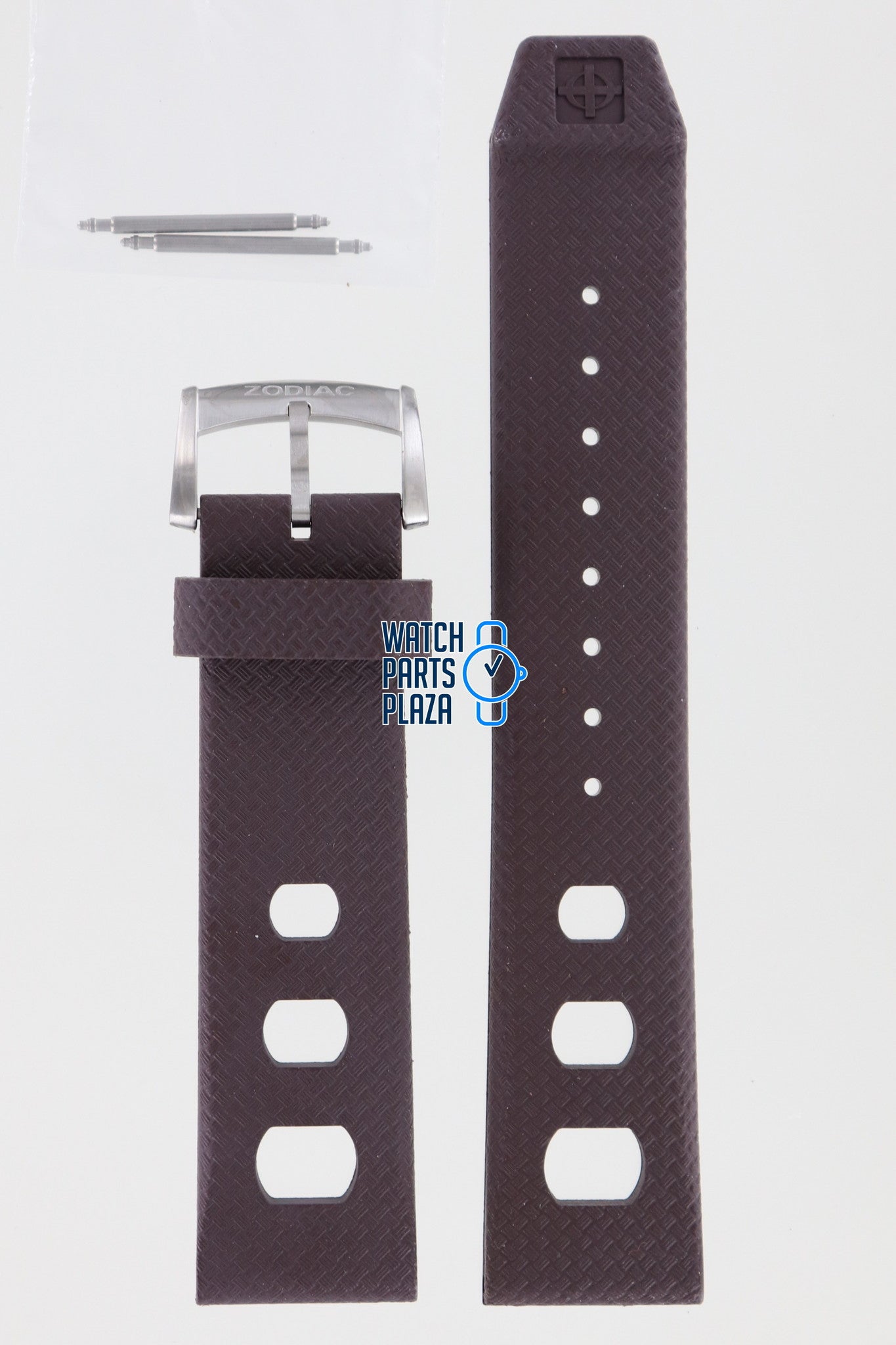 Zodiac ZO2236 Watch Band ZO - 2236 Brown Silicone 22 mm Sea Dragon - Watch Plaza