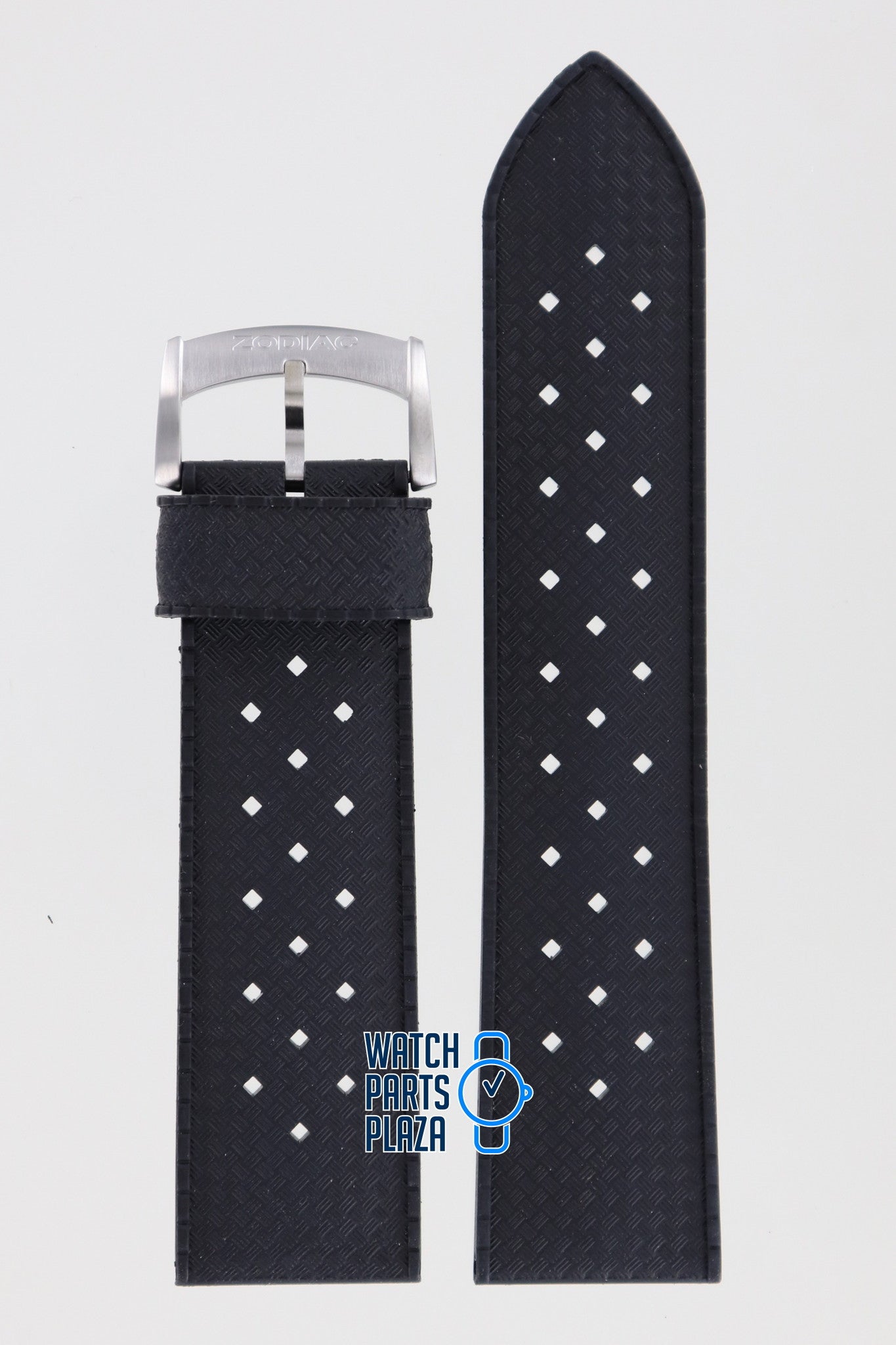 Zodiac ZO2303 & ZO2302 Watch Band ZO - 2303 Black Silicone 24 mm V - Wolf - Watch Plaza