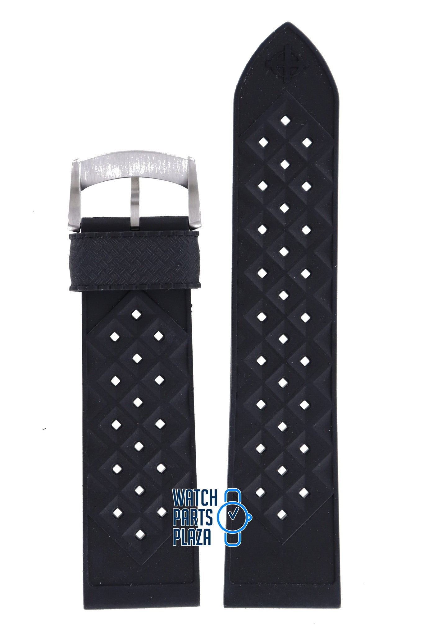 Zodiac ZO2303 & ZO2302 Watch Band ZO - 2303 Black Silicone 24 mm V - Wolf - Watch Plaza