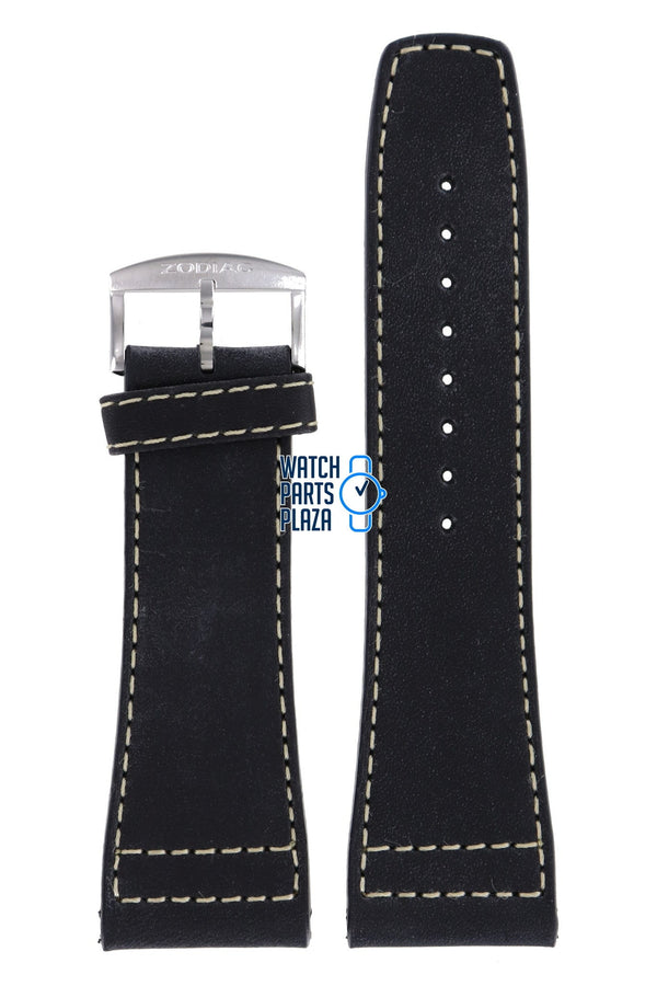 Zodiac ZO2601 Watch Band ZO - 2601 Black Leather 28 mm Renegade - Watch Plaza