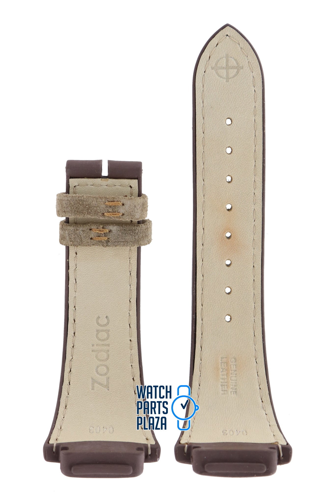 Zodiac ZO4105 Watch Band ZO - 4105 Beige Leather 20 mm Ambassadeur - Watch Plaza